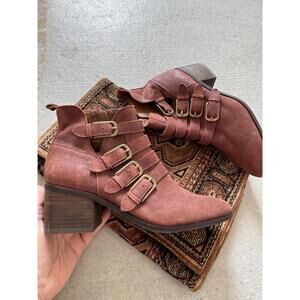 LUCKY BRAND Loreniah Women’s 6.5 Leather Oxblood Western Ankle Buckle Boot